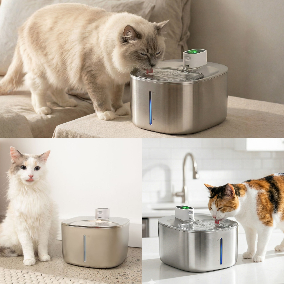 Wireless Stainless Steel Cat Fountain